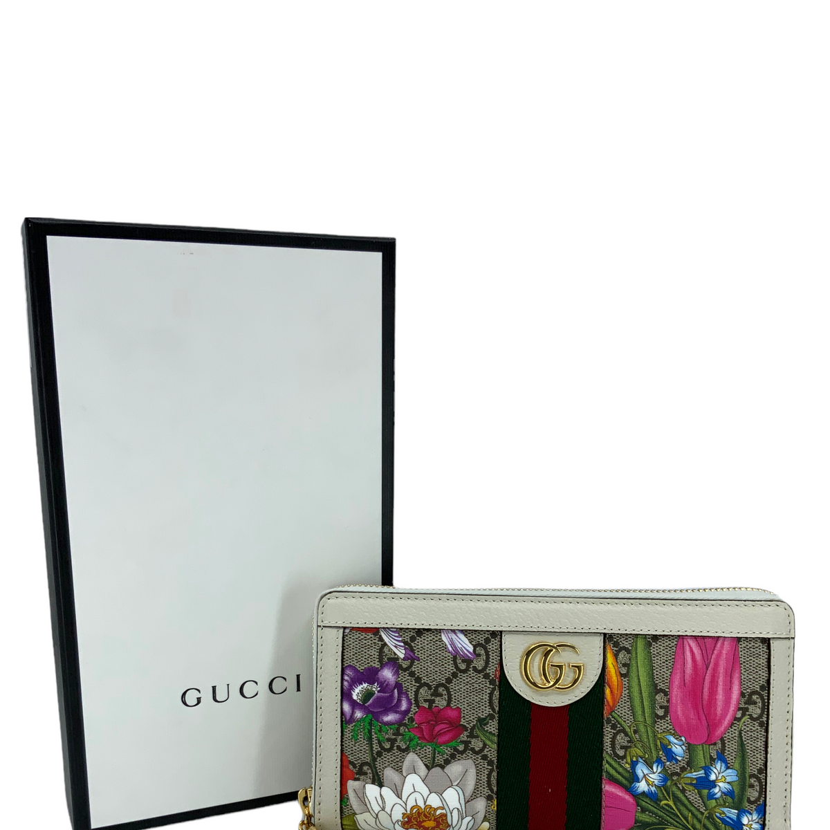 Gucci Ophidia Flora Web Zip Around Wallet NEW