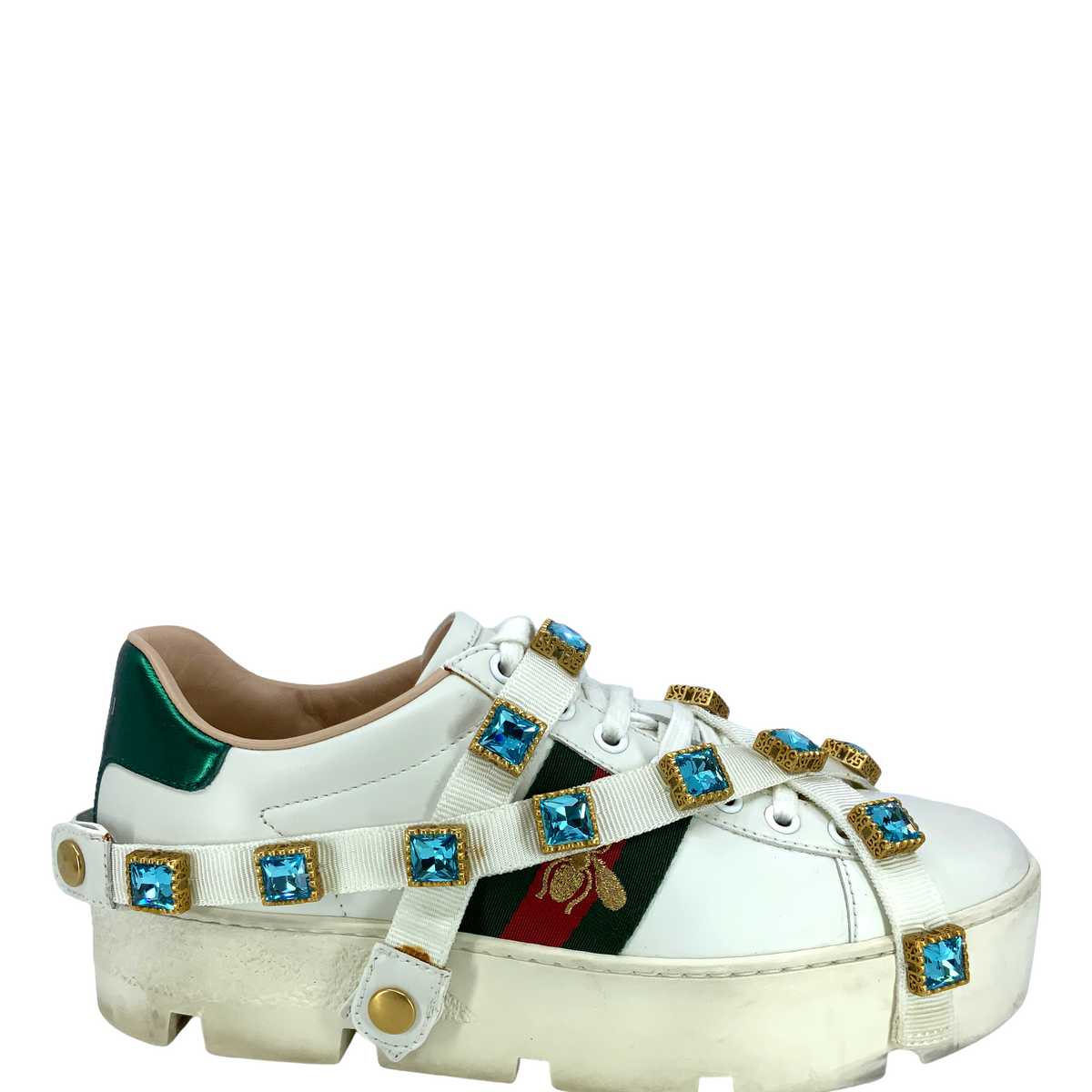 GUCCI Ace Embroidered Platform Sneakers Size 6.5