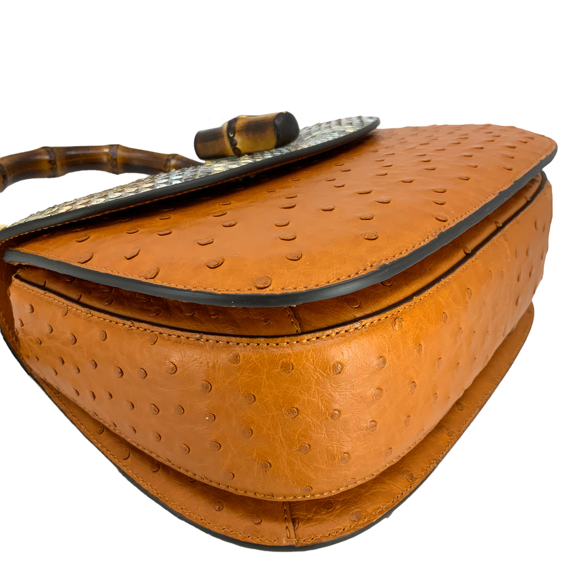 Gucci Bamboo 1947 Ostrich and Python Medium Bag