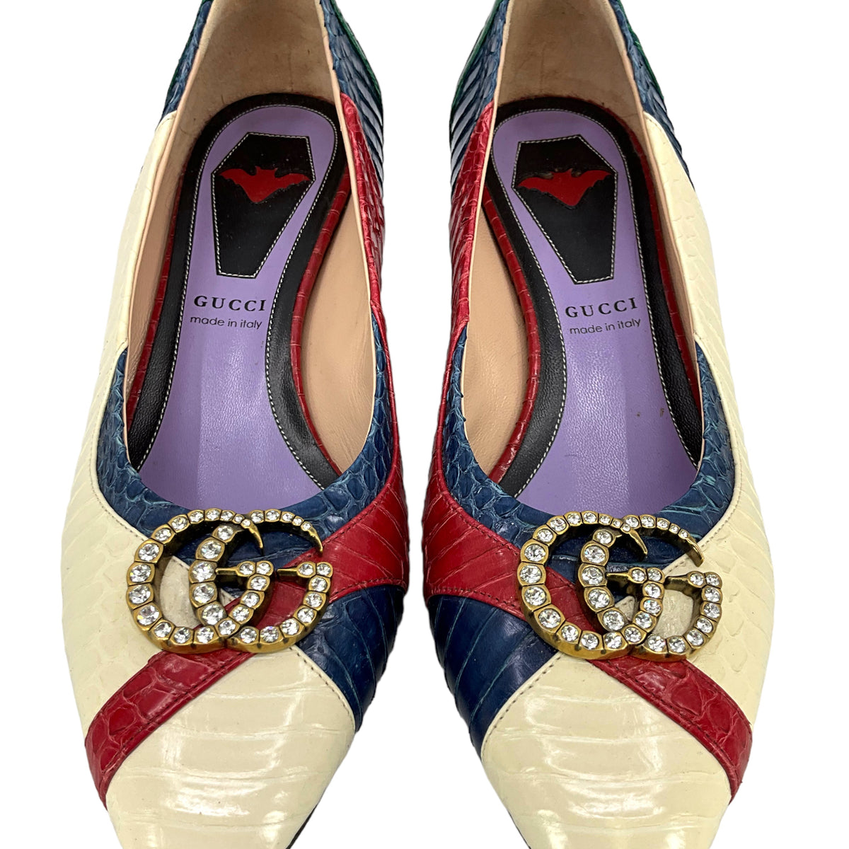 GUCCI Snakeskin GG Logo Pumps Size 7 NEW