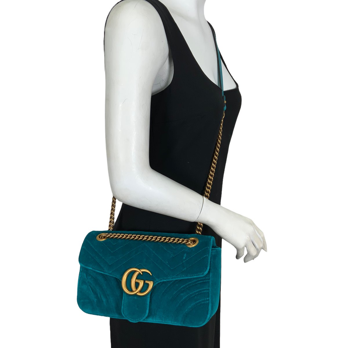 Gucci GG Marmont Matelasse Velvet Small Shoulder Bag