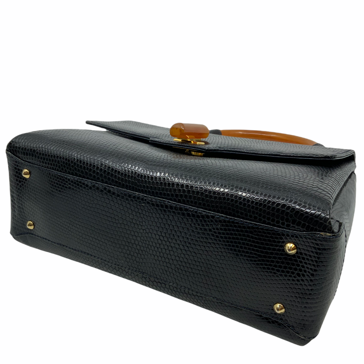 Gucci Vintage Lizard Tortoise Shell Top Handle Flap Bag