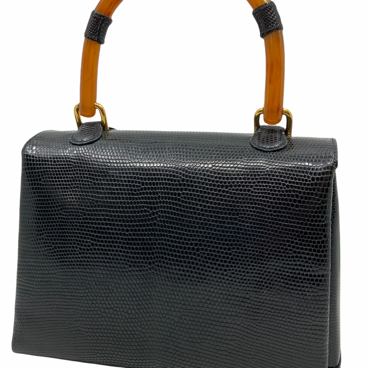 Gucci Vintage Lizard Tortoise Shell Top Handle Flap Bag
