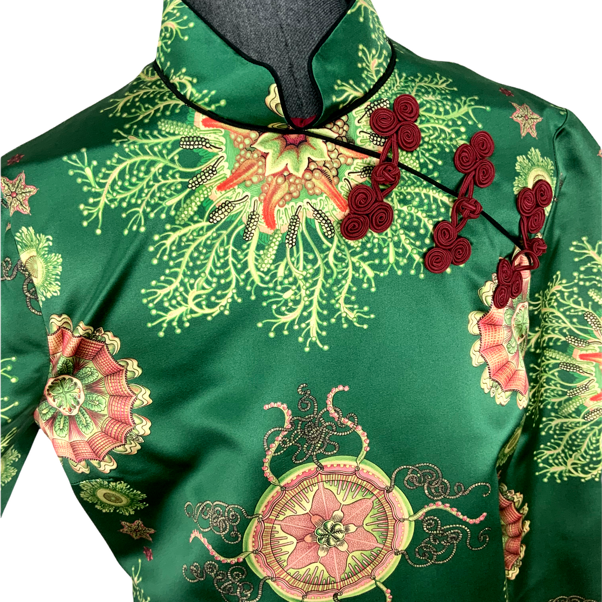 Gucci Printed Silk Cheongsam Dress Size M