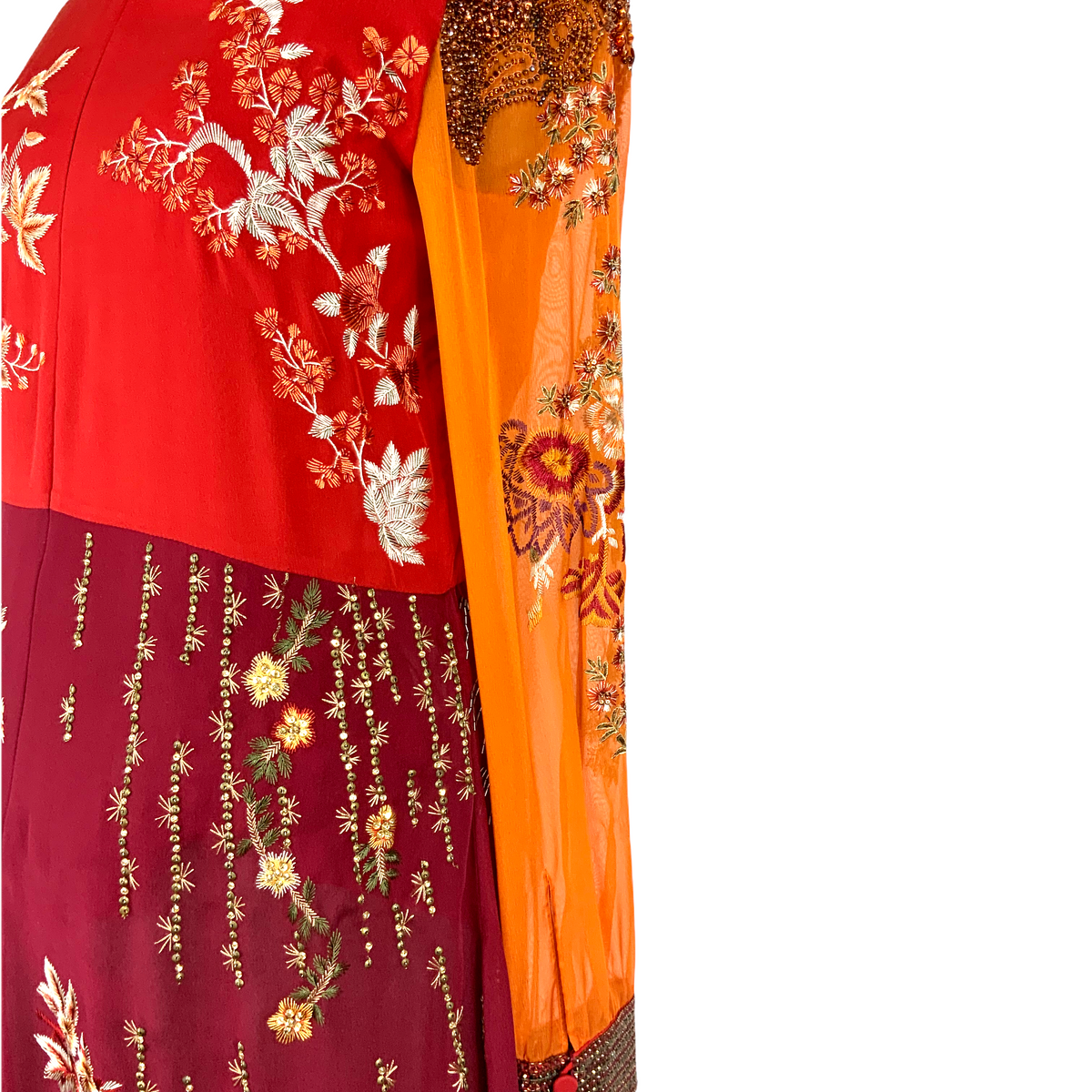 Gucci Floral Embroidered and Beaded Silk Cocktail Dress Size M