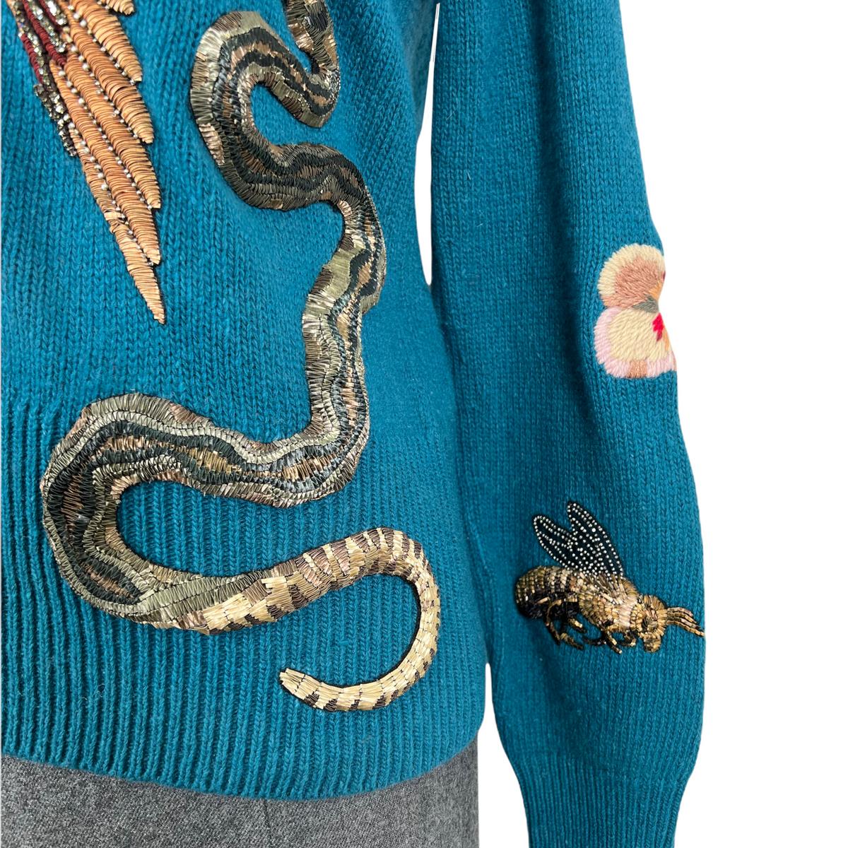 Gucci Embroidered Embellished Wool Sweater Size M