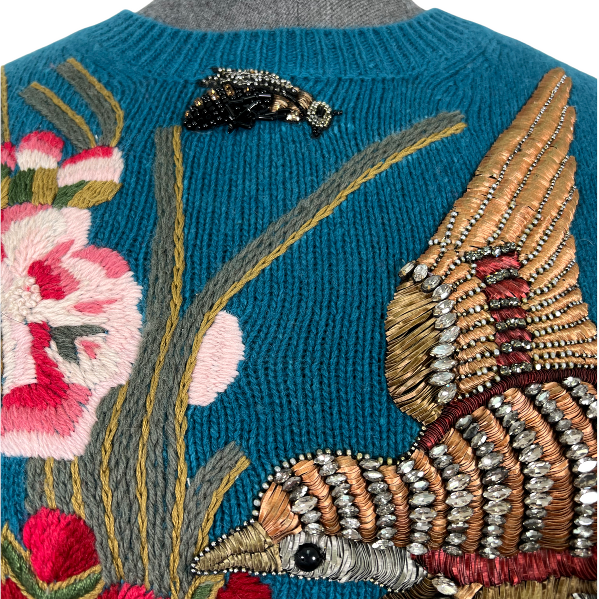 Gucci Embroidered Embellished Wool Sweater Size M