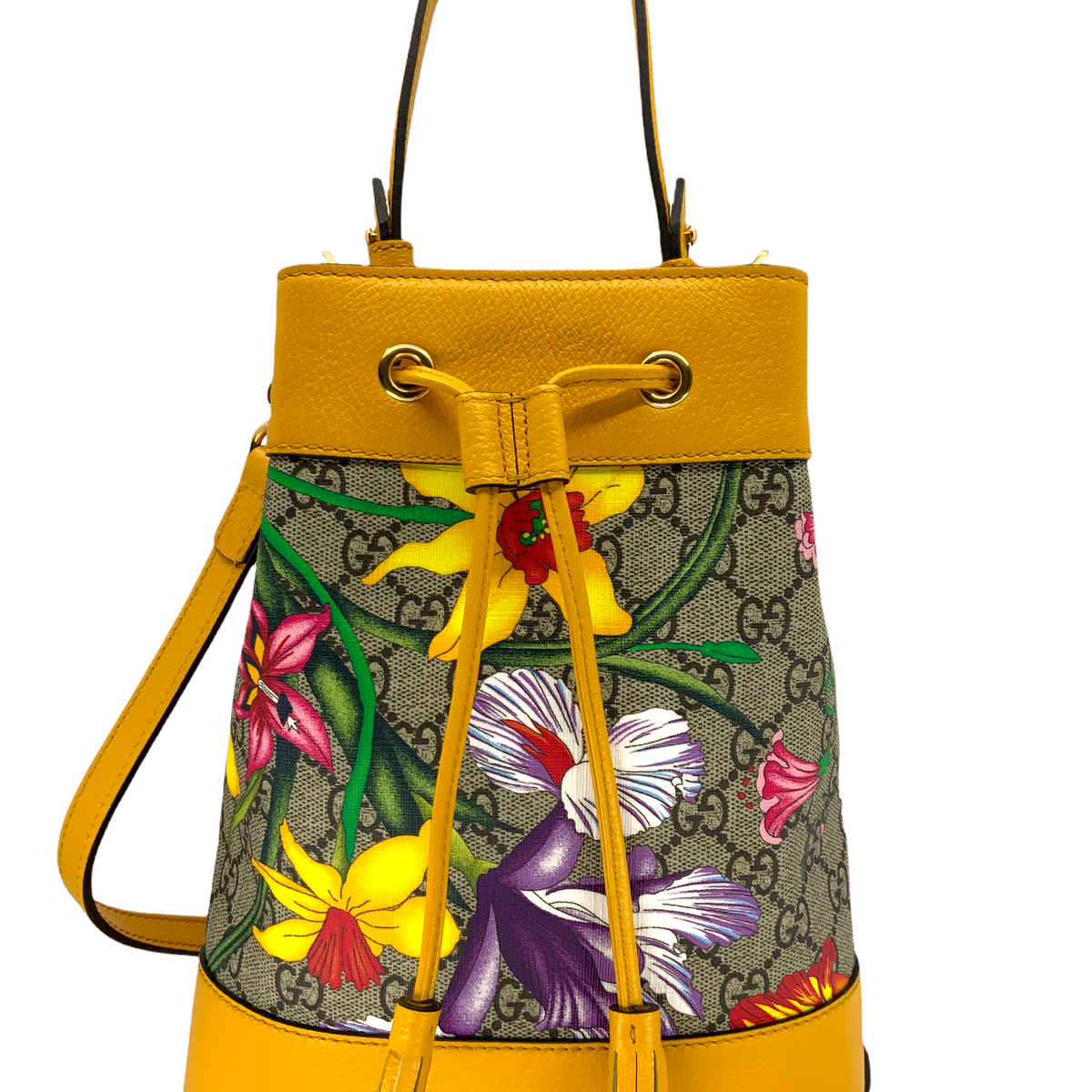 Gucci GG Supreme Flora Small Ophidia Bucket Bag NEW