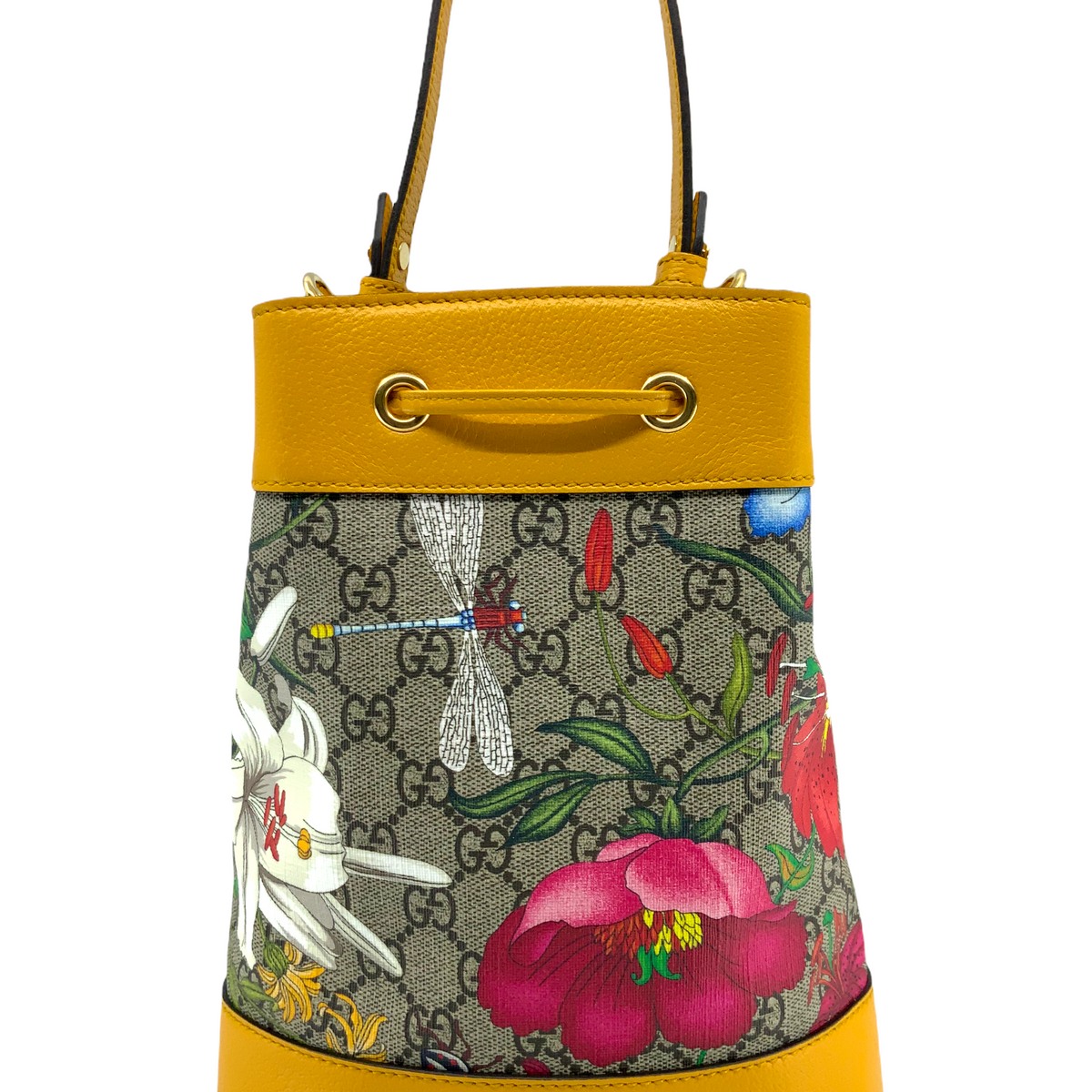 Gucci GG Supreme Flora Small Ophidia Bucket Bag NEW