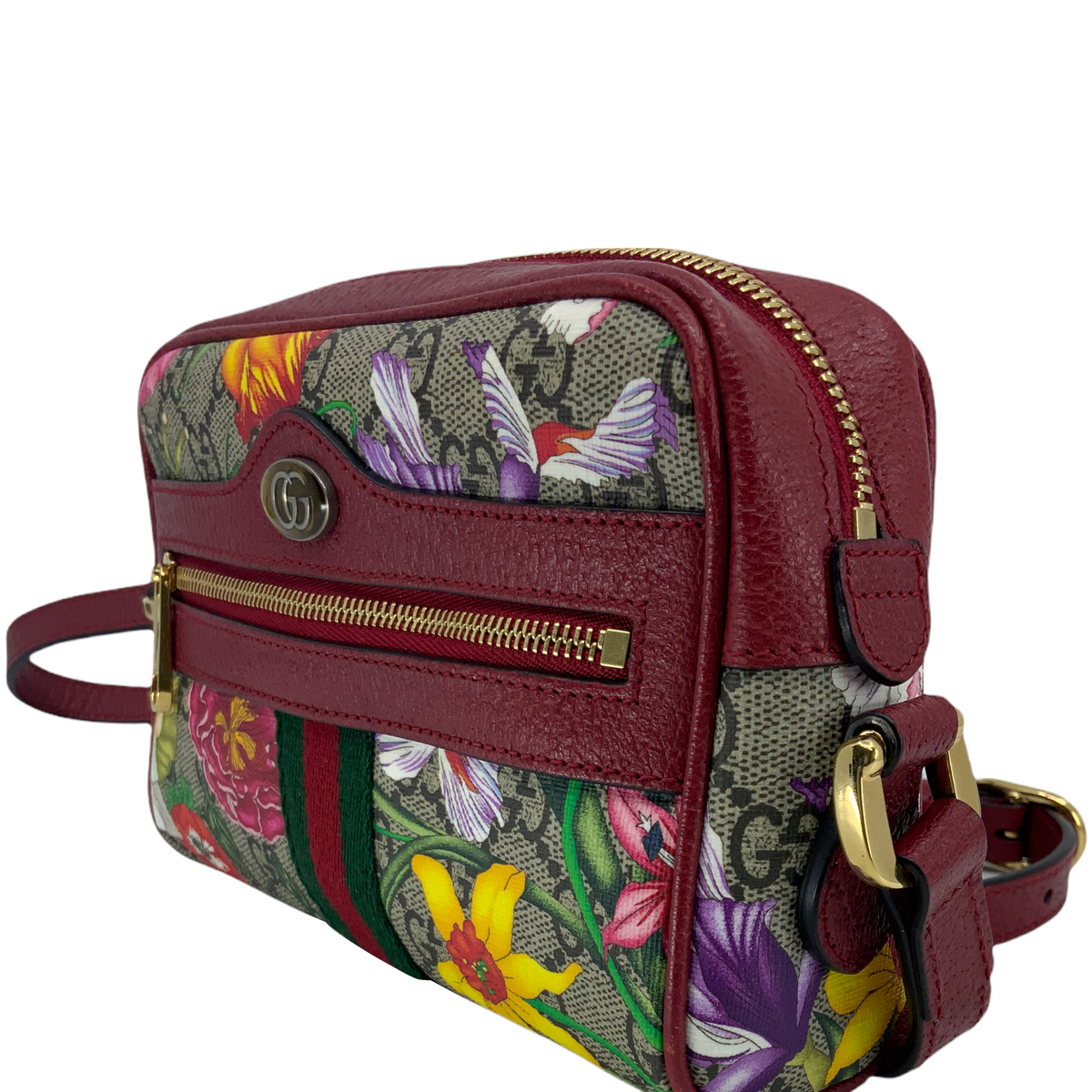 GUCCI GG Supreme Flora Web Mini Ophidia Shoulder Bag