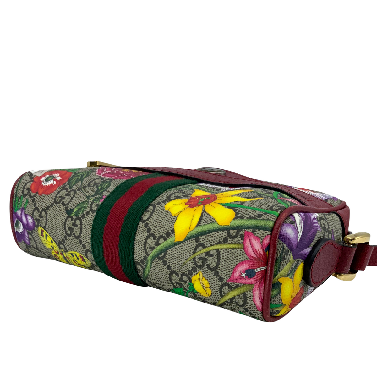 GUCCI GG Supreme Flora Web Mini Ophidia Shoulder Bag