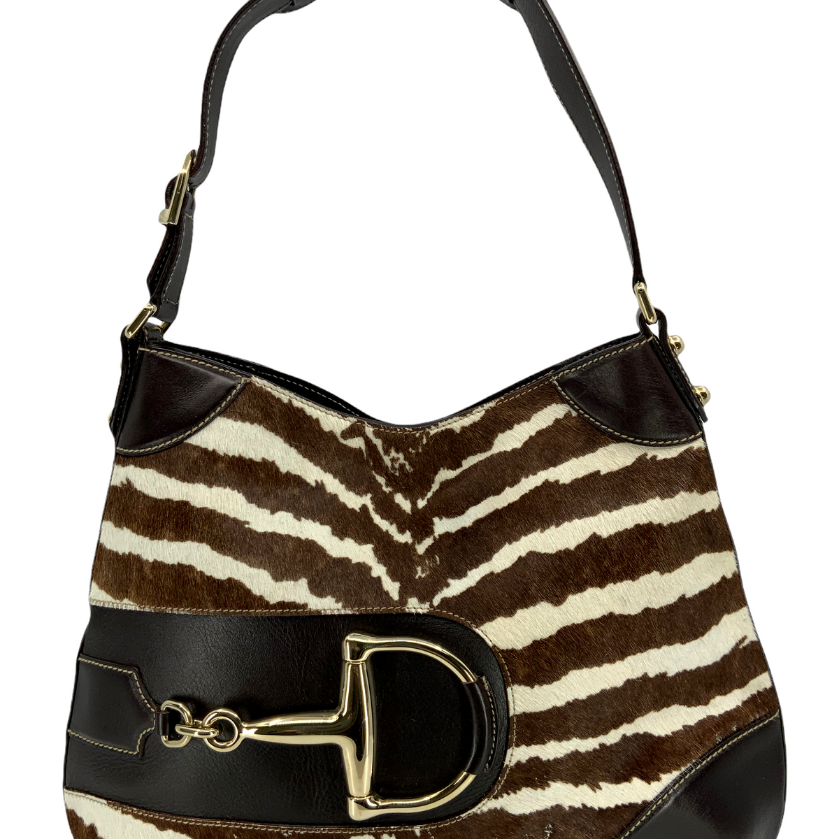 Gucci Zebra Print Pony Hair Horsebit Hasler Hobo Bag