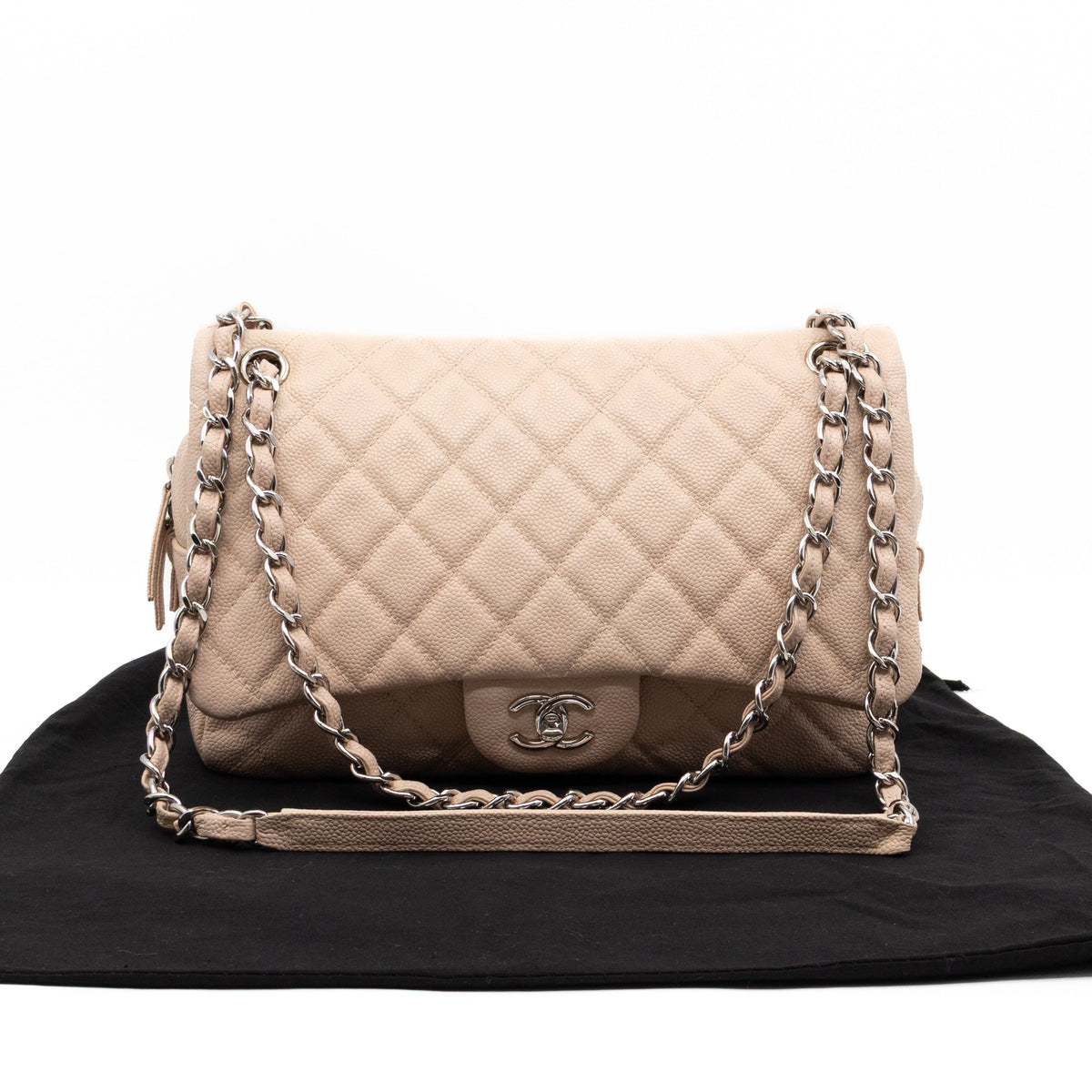 Casual Journey Flap Bag Beige Leather Silver