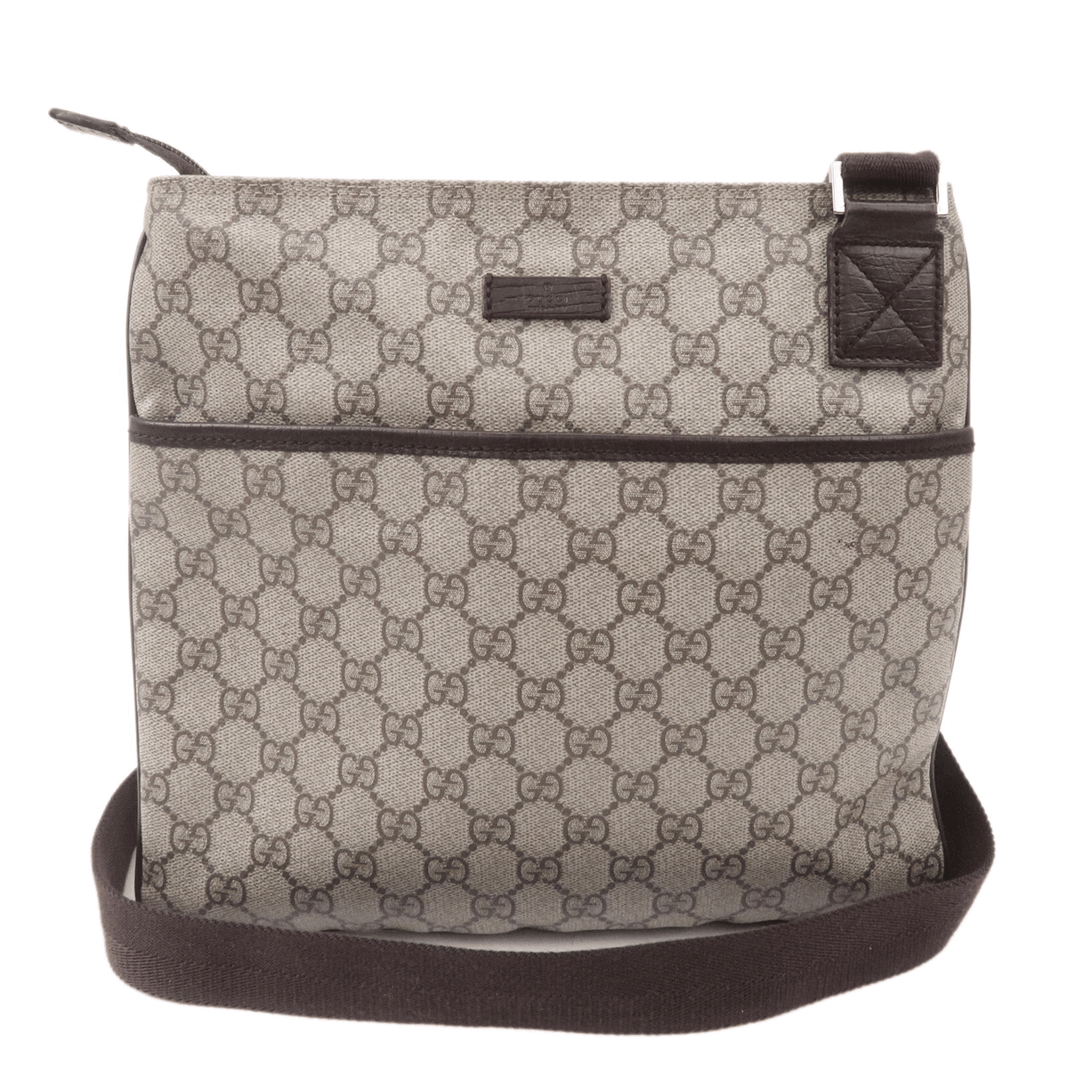 GUCCI GG Supreme Leather Shoulder Bag Beige Brown 141626