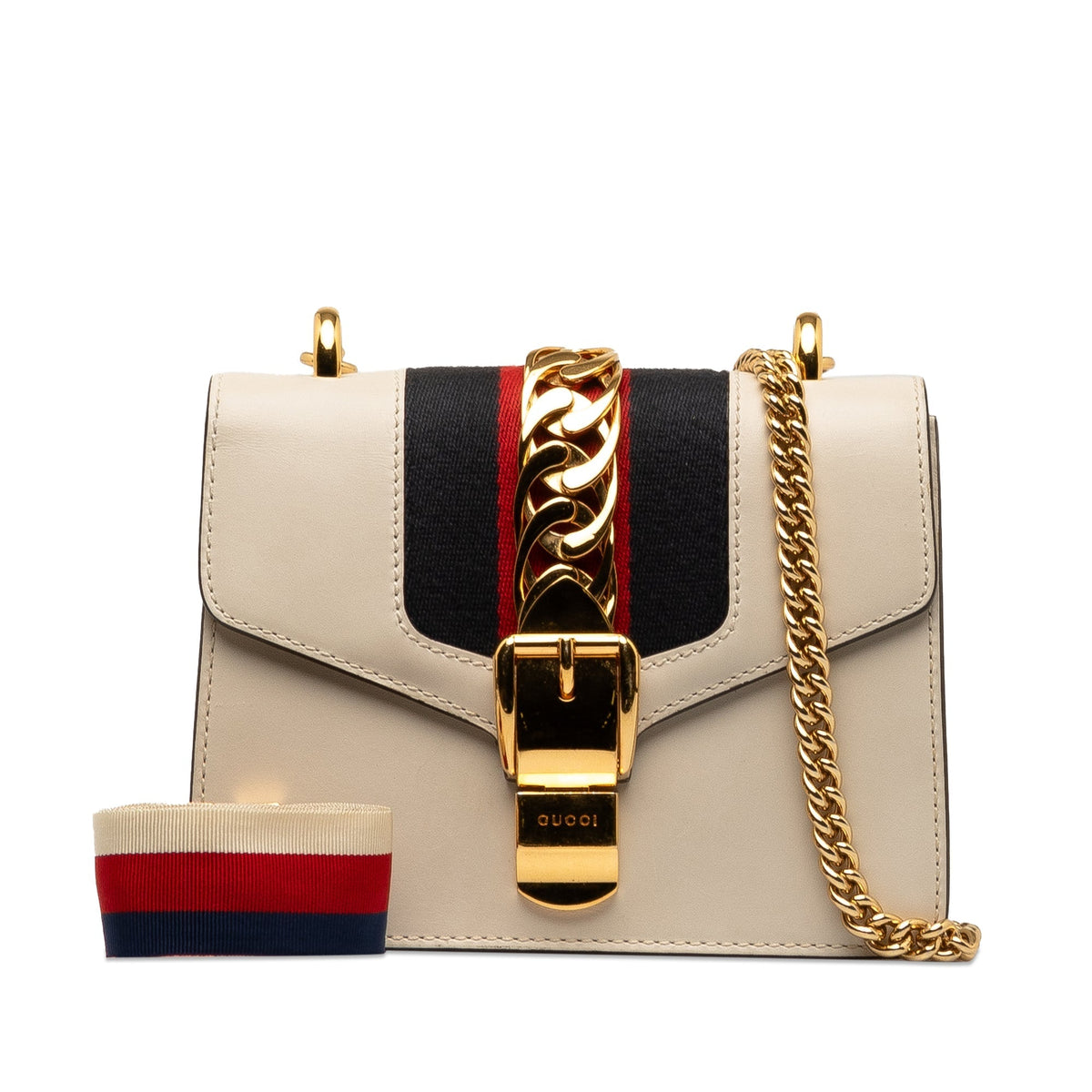 GUCCI Mini Sylvie Leather Chain Crossbody Bag