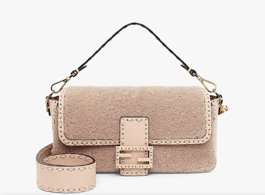 Fendi Baguette Pink sheepskin bag