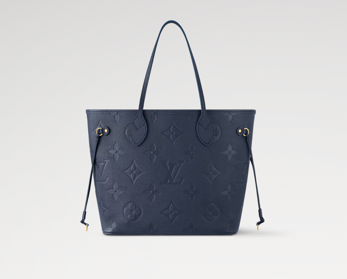 Mila's Edit Neverfull MM Monogram Empreinte Leather In Navy Blue
