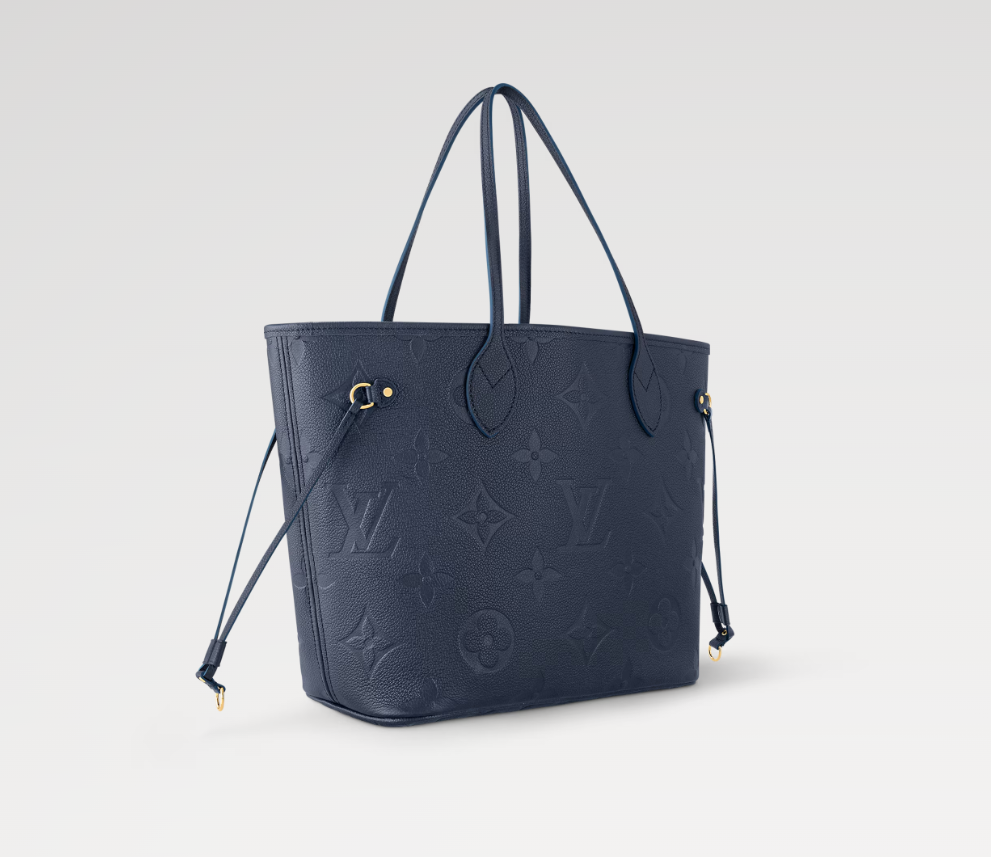 Mila's Edit Neverfull MM Monogram Empreinte Leather In Navy Blue