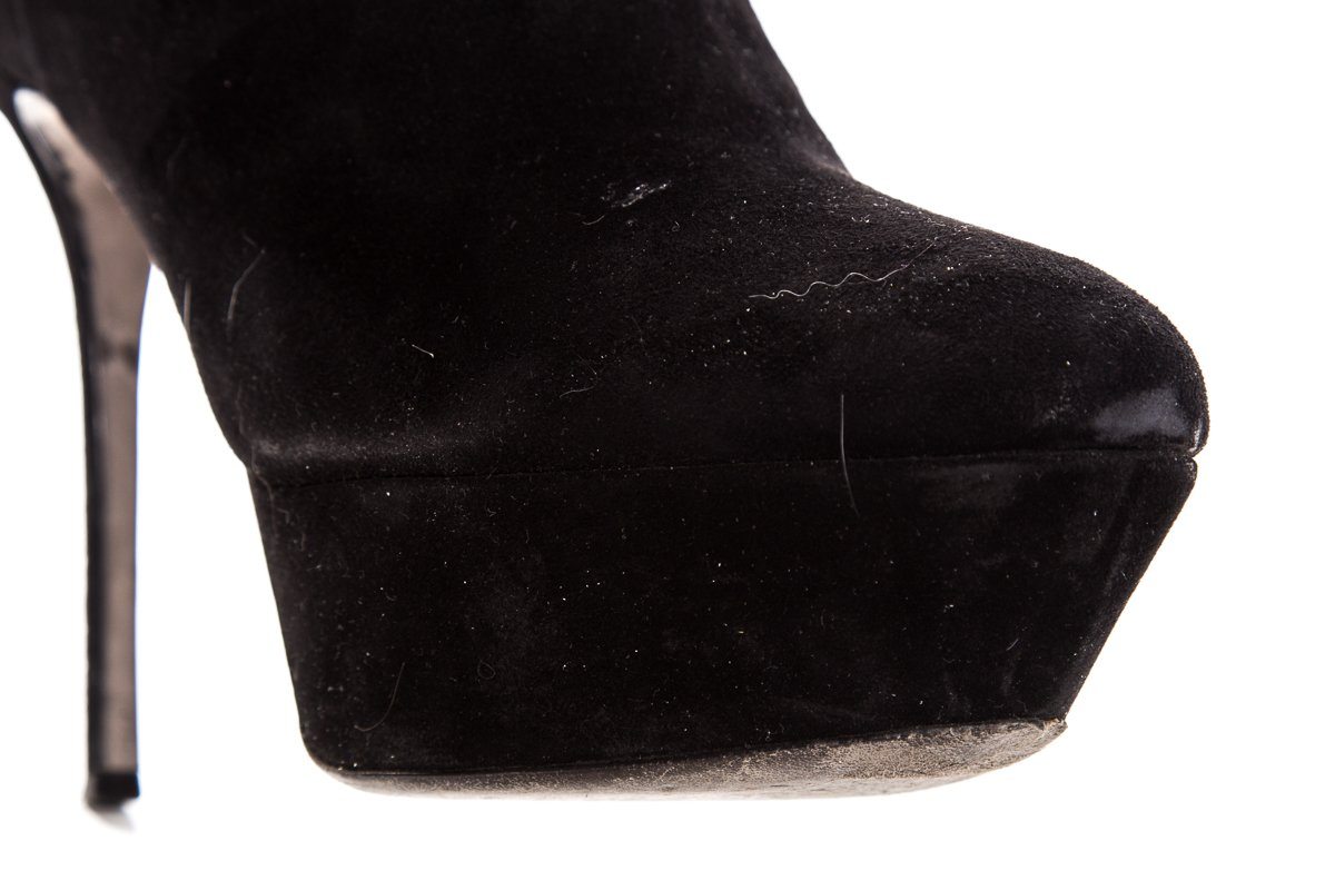 Sergio Rossi Black Suede Round-Toe Platform Knee-High Boots Sale