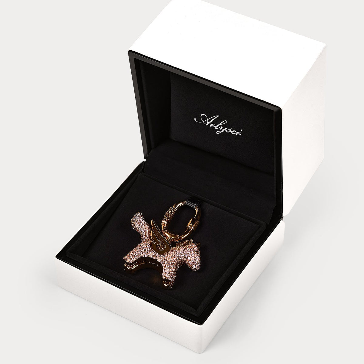 Sparkle Gold Pink Zircon—Rodeo Pegase Bag Charm