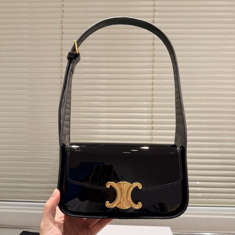 CELINE SHOULDER BAG TERENCE IN BLACK 21CM 118313FZI 38NO