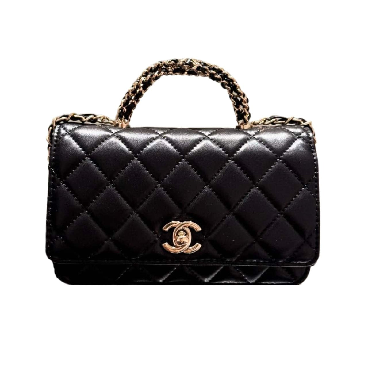 CC CLASSIC MINI FLAP WITH CHAIN HANDLE BLACK 19CM