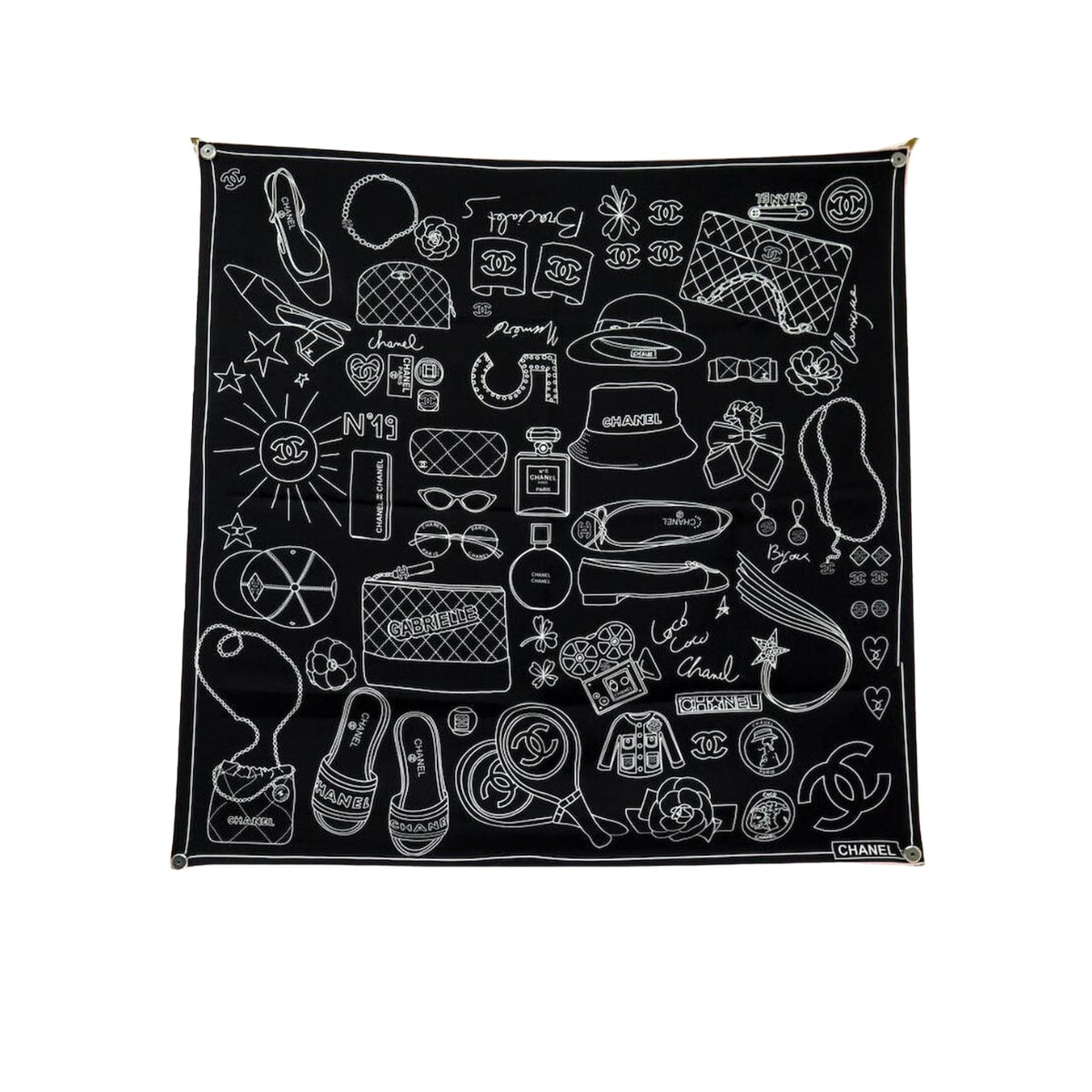 CC ARTISTIC ICONS SQUARE SCARF BLACK 90CM
