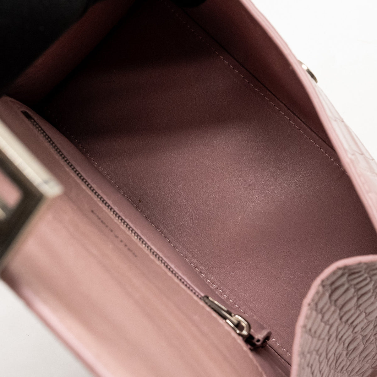 balenciaga Hourglass S Croc-Embossed Calfskin Pink SHW