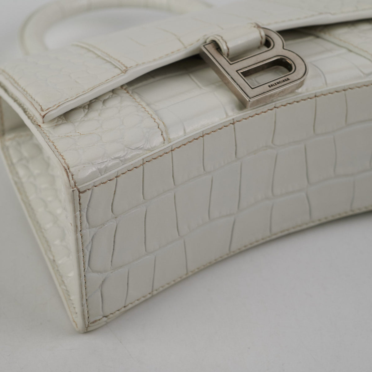 balenciaga Hourglass XS White Croc