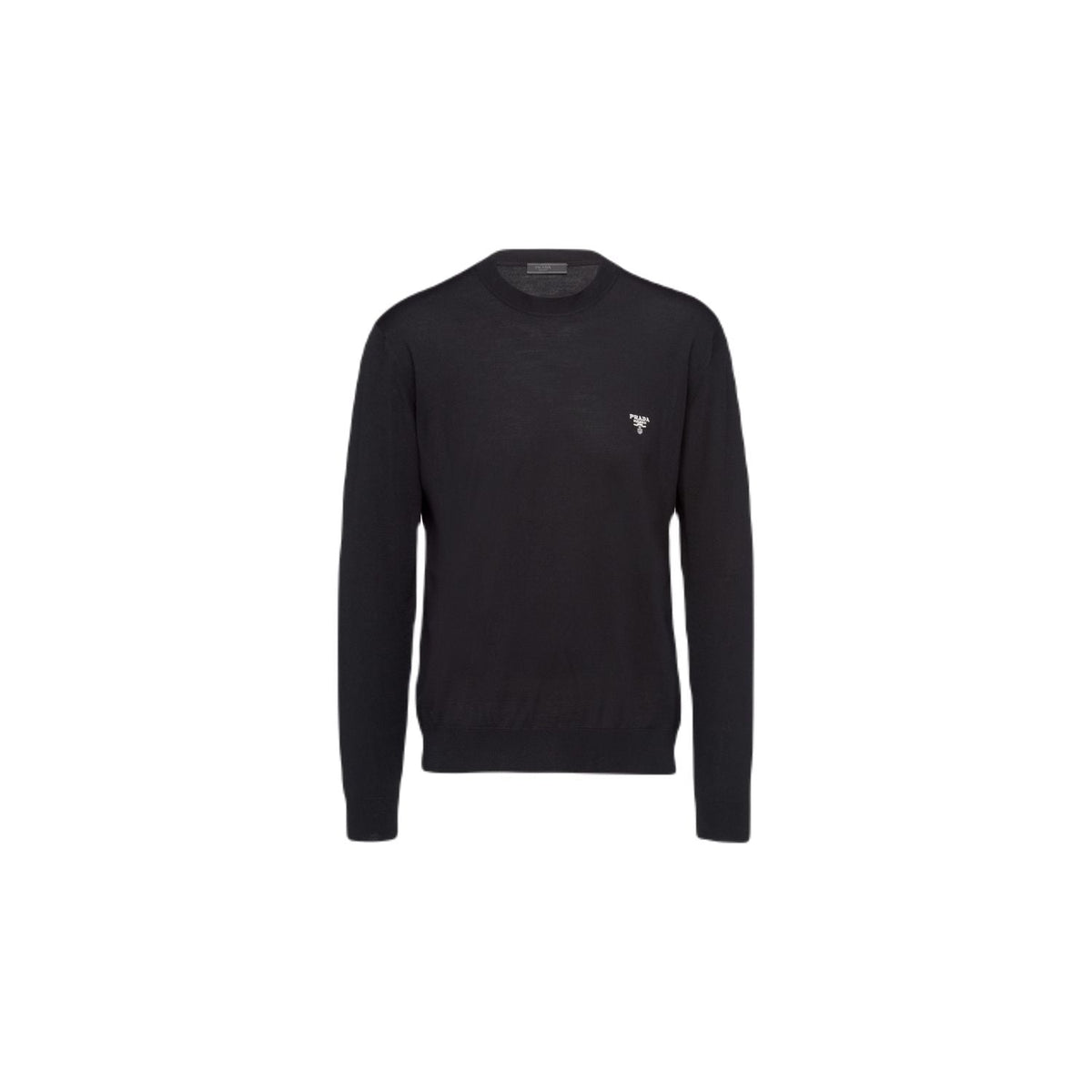 PRADA Classic Crewneck Wool Sweater with Logo