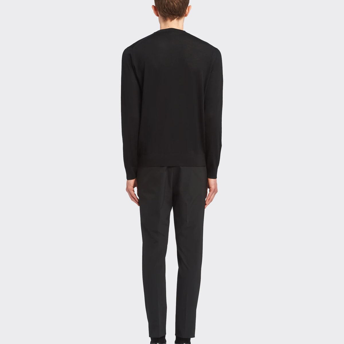 PRADA Classic Crewneck Wool Sweater with Logo