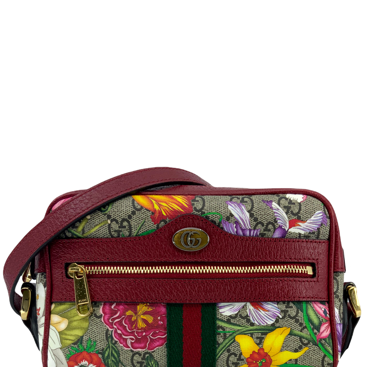 GUCCI GG Supreme Flora Web Mini Ophidia Shoulder Bag