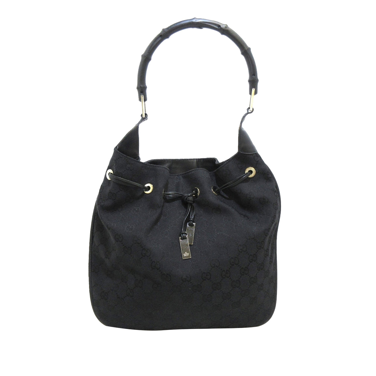 GUCCI GG Canvas Bamboo Shoulder Bag