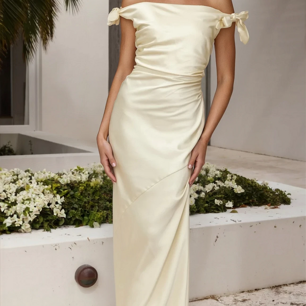 Alinta | Off-Shoulder Maxi Dress with Tie Details