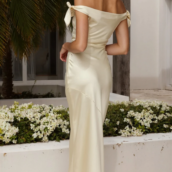 Alinta | Off-Shoulder Maxi Dress with Tie Details