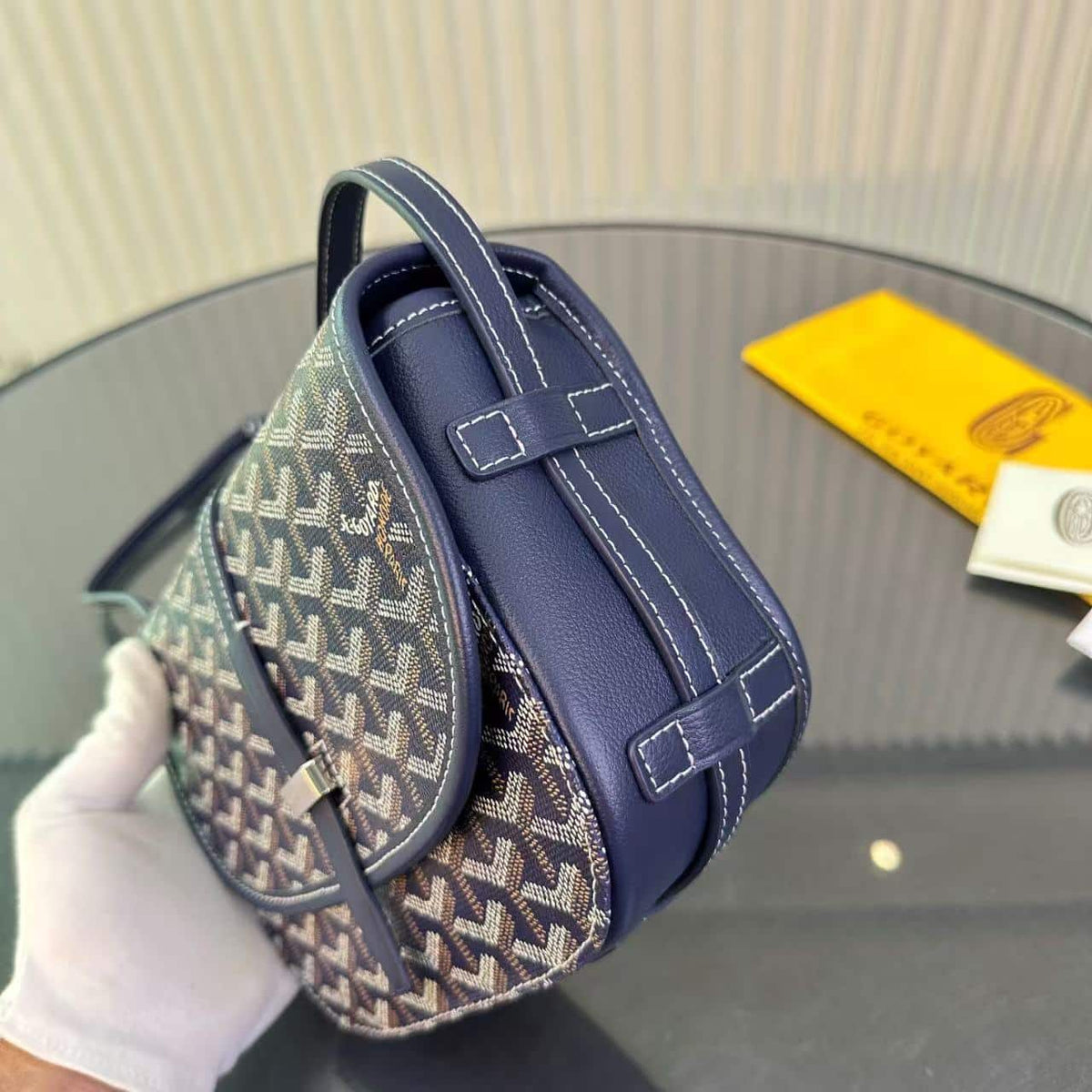 GOYARD GOYARDINE BELVEDERE PM MESSENGER BAG NAVY 21CM BELVE3PMLTY12CG12P