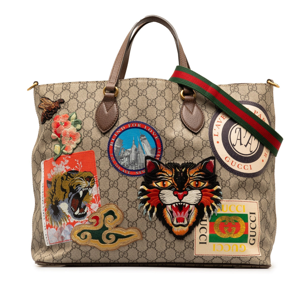 GUCCI Medium GG Supreme Soft Courrier Tote Satchel