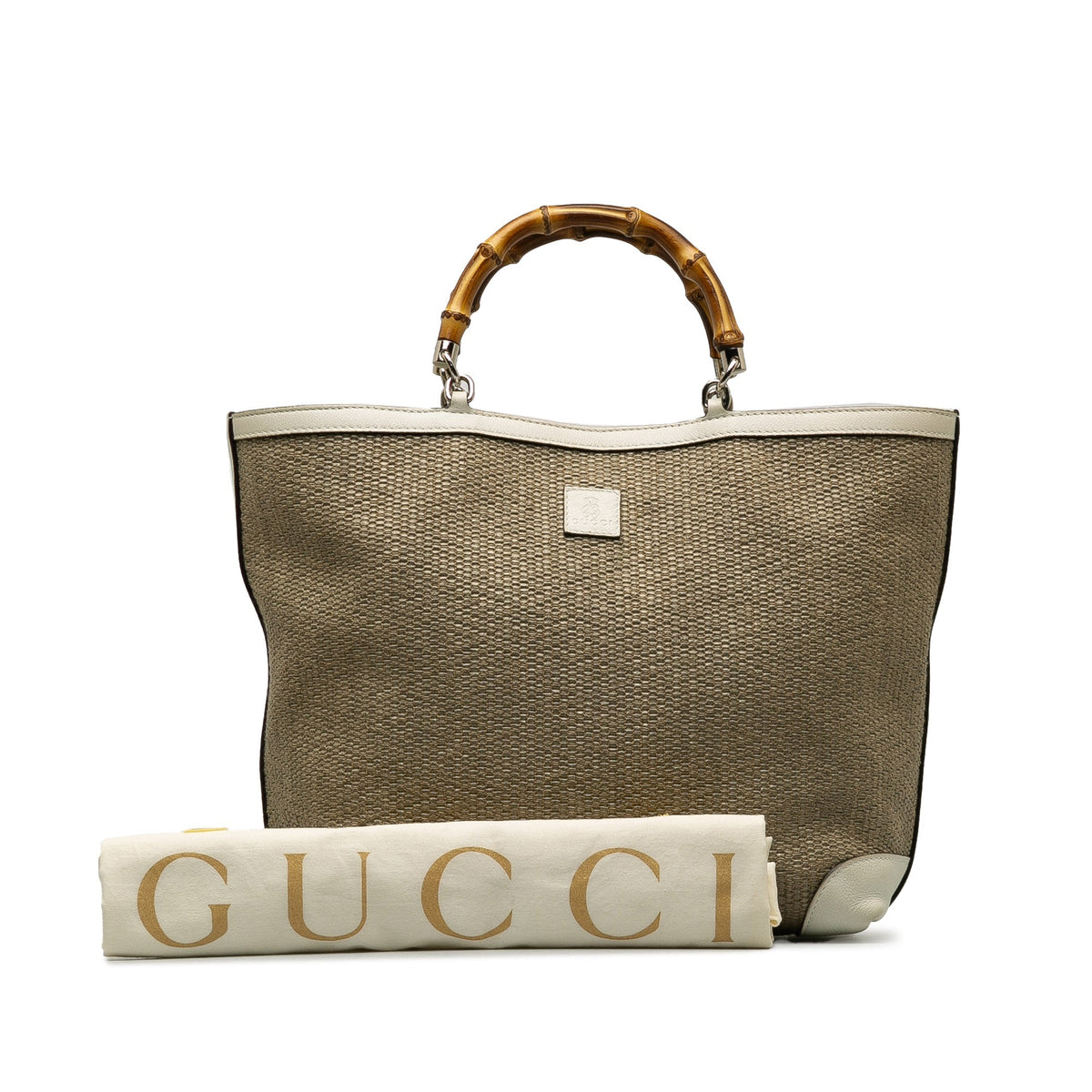 GUCCI Medium Raffia Bamboo Shopper Tote Tote Bag