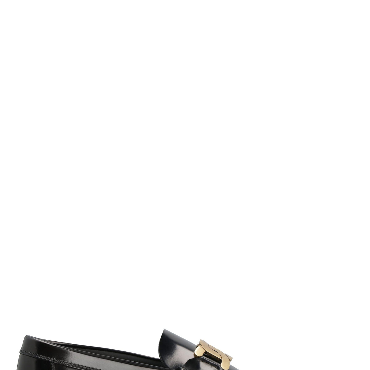 LEATHER CHAIN DETAILED LOGO LOAFERS.
