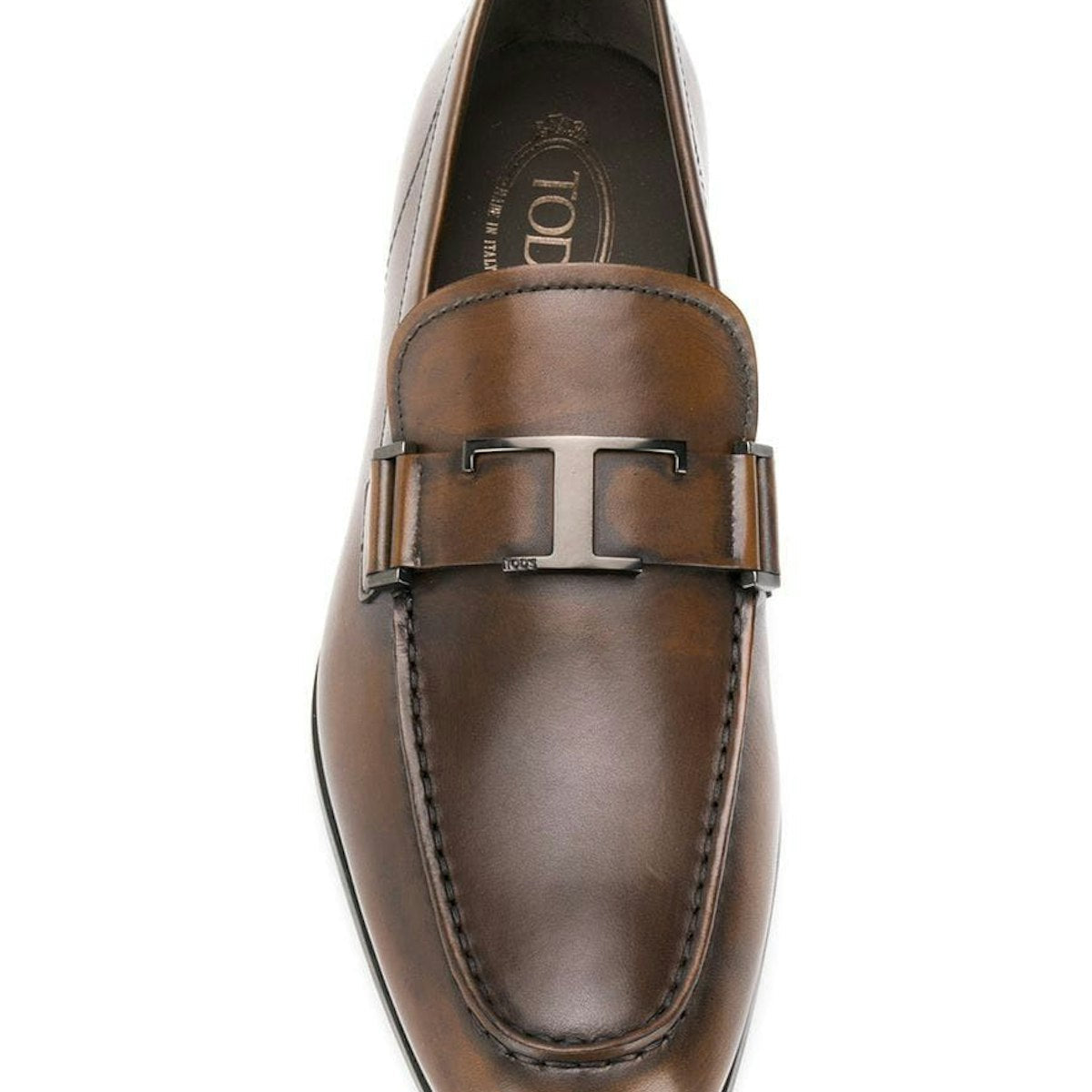 T LOGO LEATHER LOAFERS