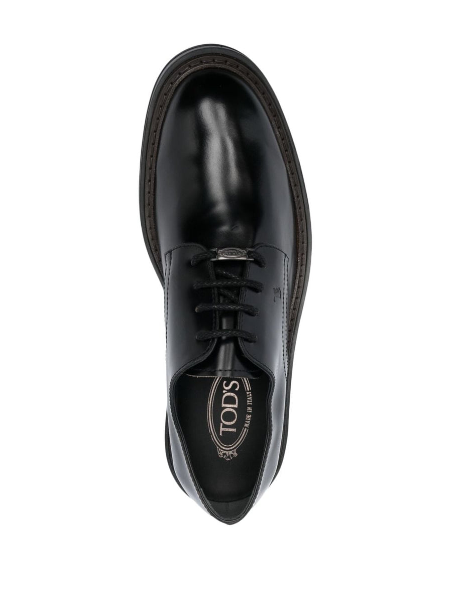 LEATHER ALMOND TOE OXFORDS