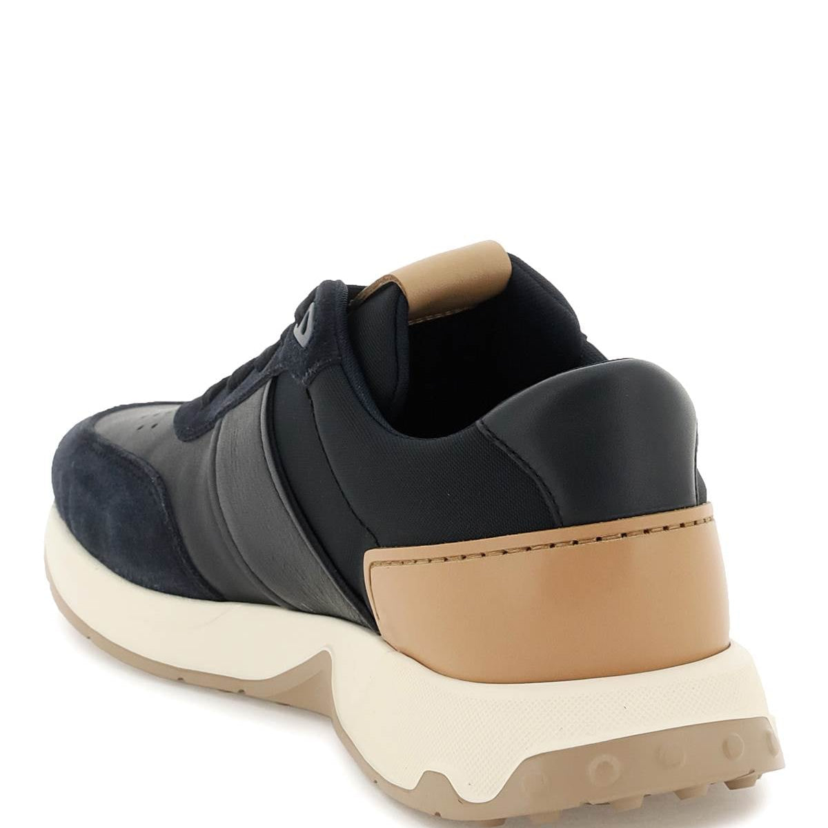 LEATHER AND TECHNO FABRIC SNEAKERS