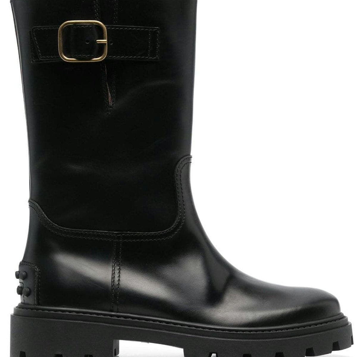 buckle detail leather boots