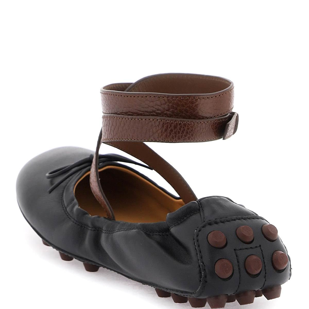 BUBBLE LEATHER BALLERINA WITH STRAP