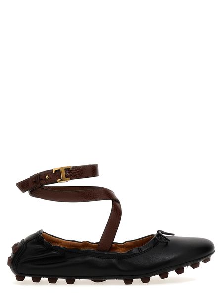 BUBBLE LEATHER BALLET FLATS SHOES WITH STRAP