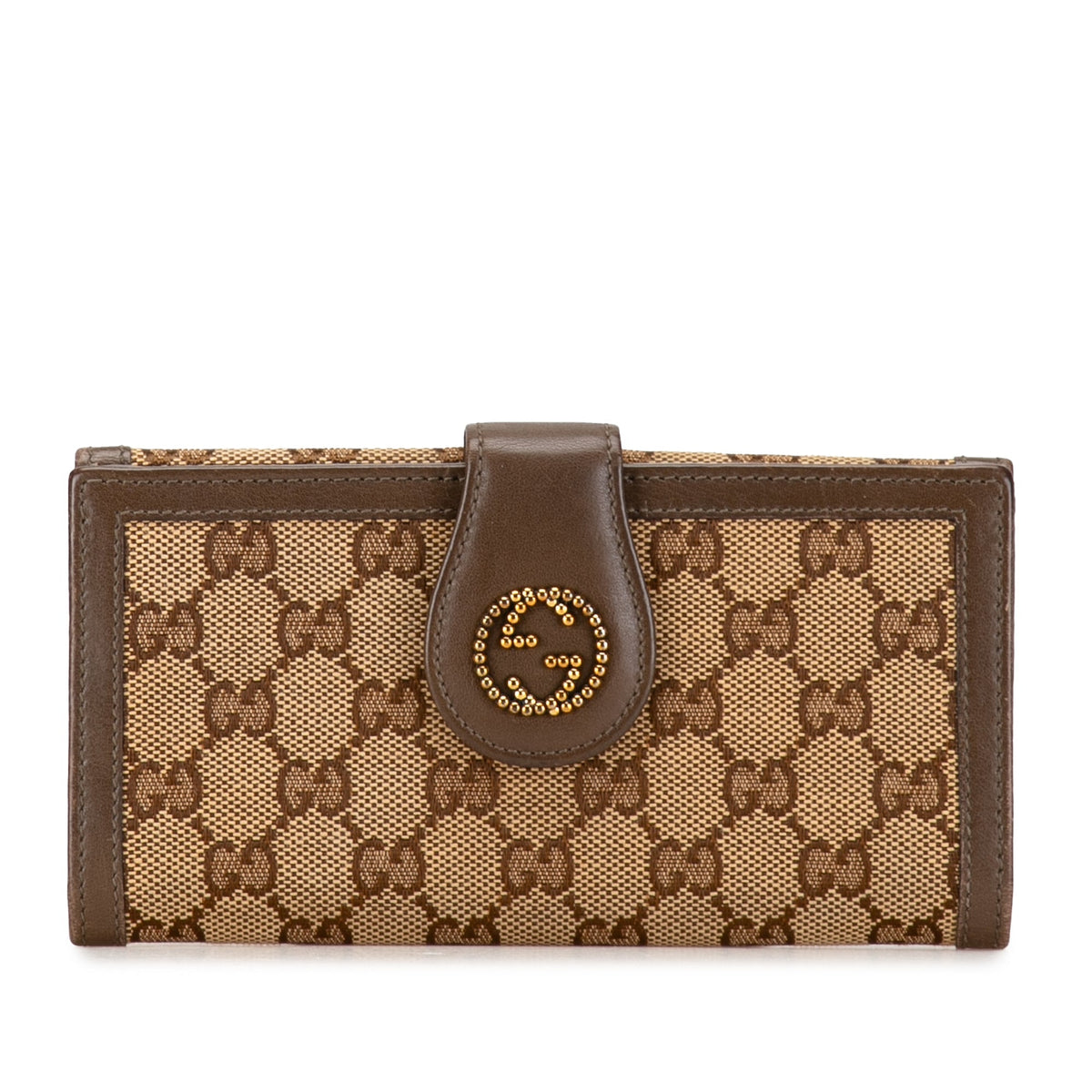GUCCI Studded Interlocking GG Canvas Bifold Wallet Long Wallets