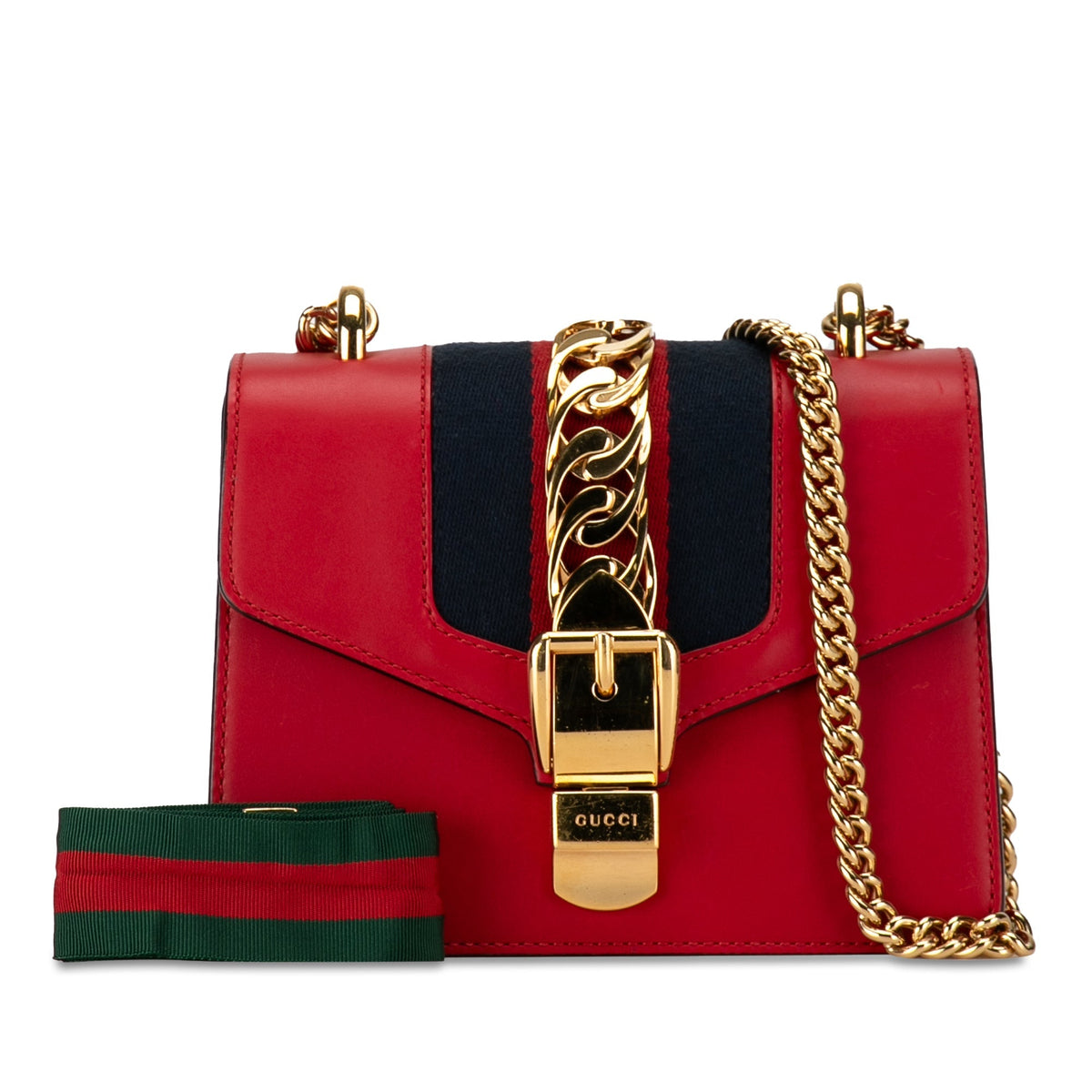 GUCCI Mini Sylvie Leather Chain Crossbody Crossbody Bag