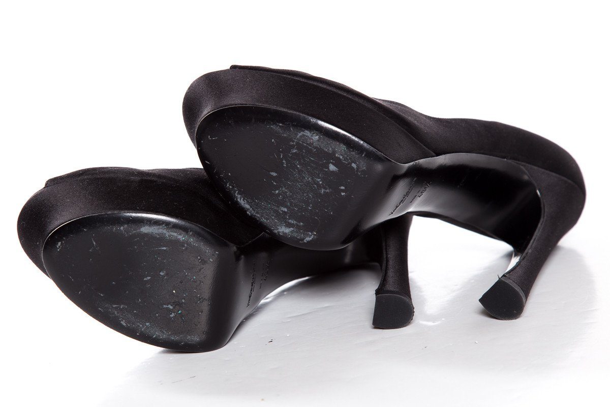 Yves Saint Laurent Black Satin Palais Platforms SZ 40.5