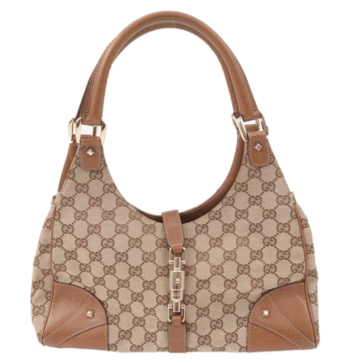 GUCCI New Jackie GG Canvas Leather Shoulder Bag Beige 124407