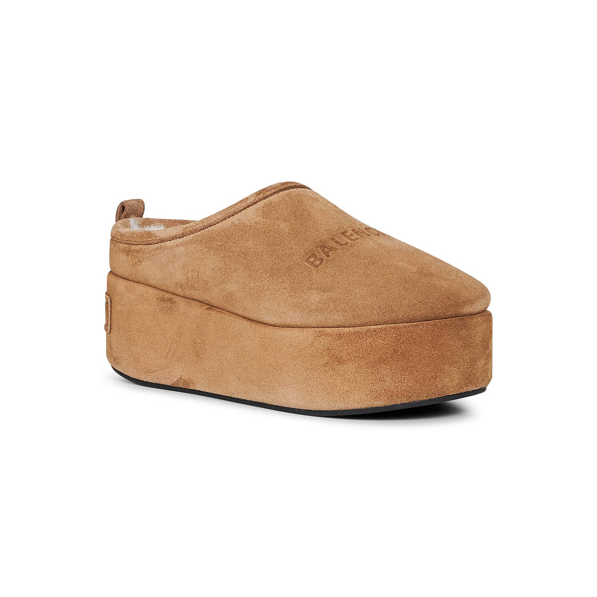 Balenciaga Women Camel Alaska Soft Platform Mules
